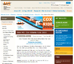 Bike MS/Cox Atlanta Ride 2010 - We did layout and graphic elements in the Multiple Sclerosis Societys custom CMS solution